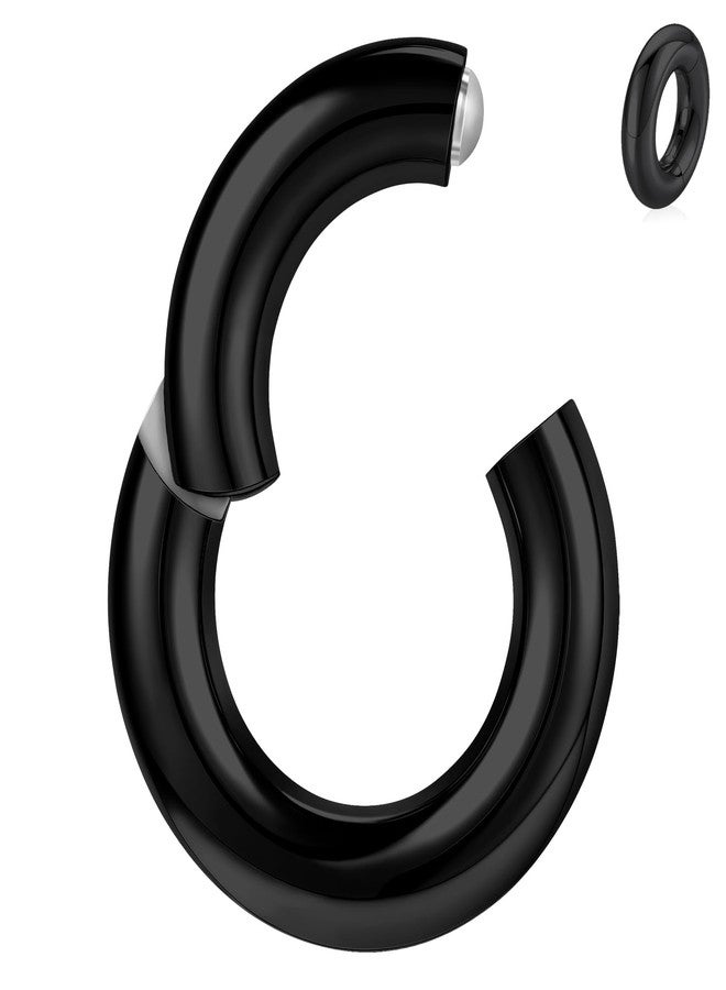 BodyAce F136 Titanium Hinged Large Septum Nose Rings, 2G 4G 6G 8G 10G 12G Segment Clicker PA Ring, Spring Action BCR Rings Earrings Gauges Hoop Body Jewelry [Black;8G,Hoops:12mm] - Image 1